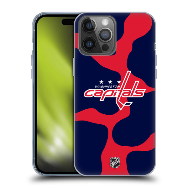 NHL Washington Capitals Cow Pattern Soft Gel Case for Apple iPhone 14 Pro Max