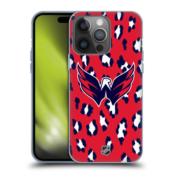 NHL Washington Capitals Leopard Pattern Soft Gel Case for Apple iPhone 14 Pro