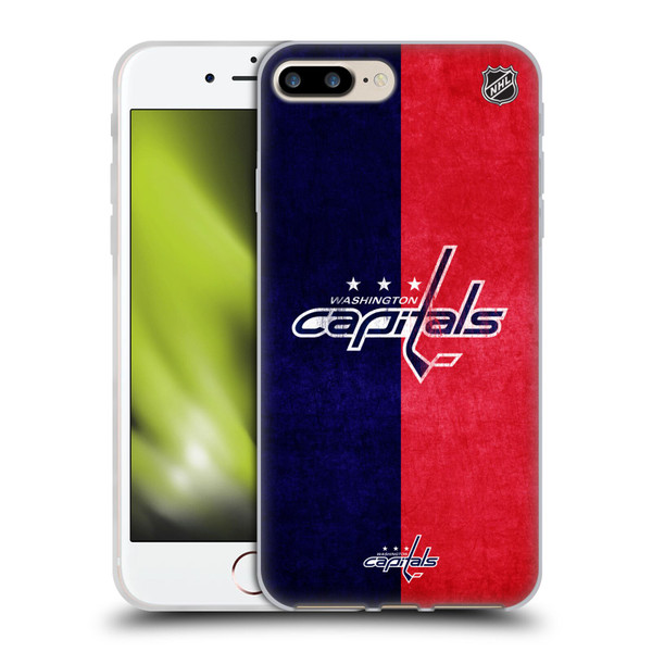 NHL Washington Capitals Half Distressed Soft Gel Case for Apple iPhone 7 Plus / iPhone 8 Plus