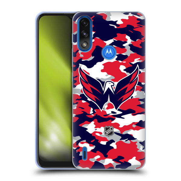 NHL Washington Capitals Camouflage Soft Gel Case for Motorola Moto E7 Power / Moto E7i Power