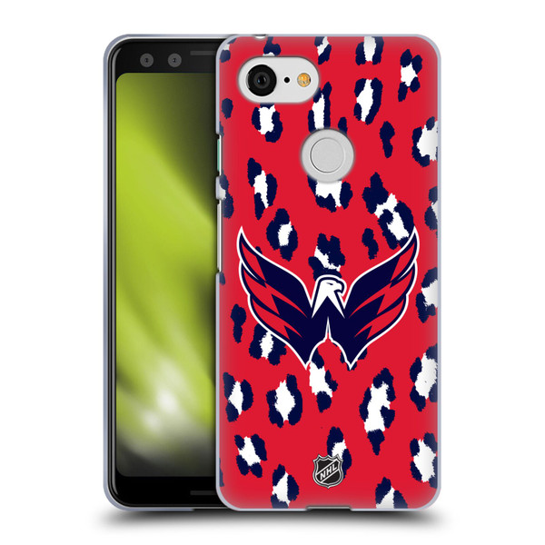 NHL Washington Capitals Leopard Pattern Soft Gel Case for Google Pixel 3