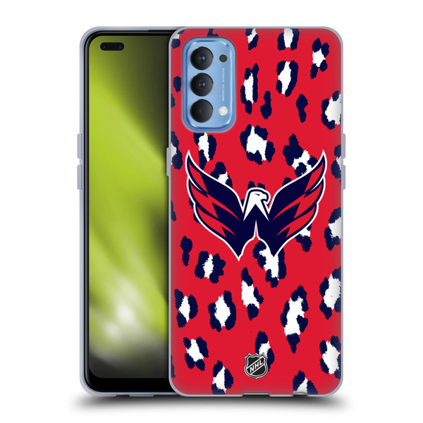 NHL Washington Capitals Leopard Pattern Soft Gel Case for OPPO Reno 4 5G