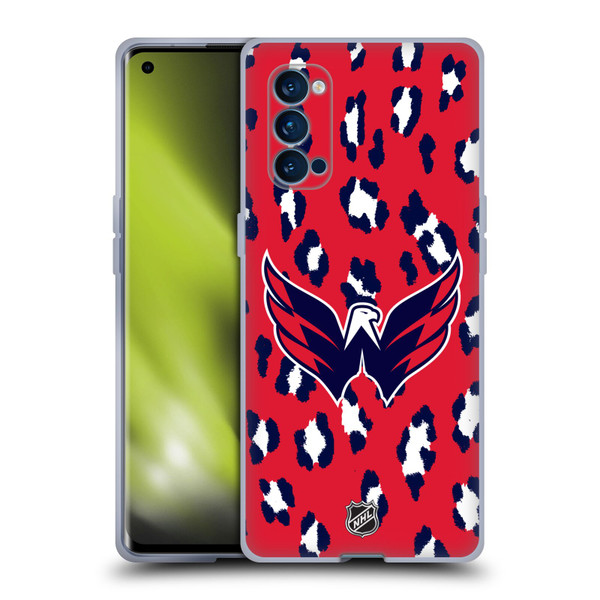 NHL Washington Capitals Leopard Pattern Soft Gel Case for OPPO Reno 4 Pro 5G