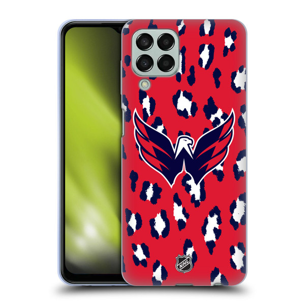 NHL Washington Capitals Leopard Pattern Soft Gel Case for Samsung Galaxy M33 (2022)