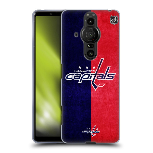 NHL Washington Capitals Half Distressed Soft Gel Case for Sony Xperia Pro-I