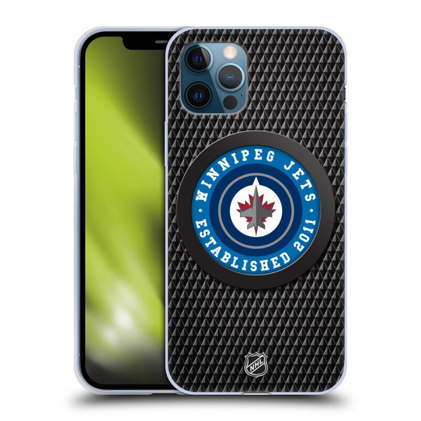 NHL Winnipeg Jets Puck Texture Soft Gel Case for Apple iPhone 12 / iPhone 12 Pro