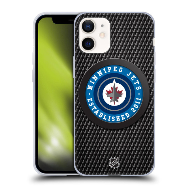 NHL Winnipeg Jets Puck Texture Soft Gel Case for Apple iPhone 12 Mini
