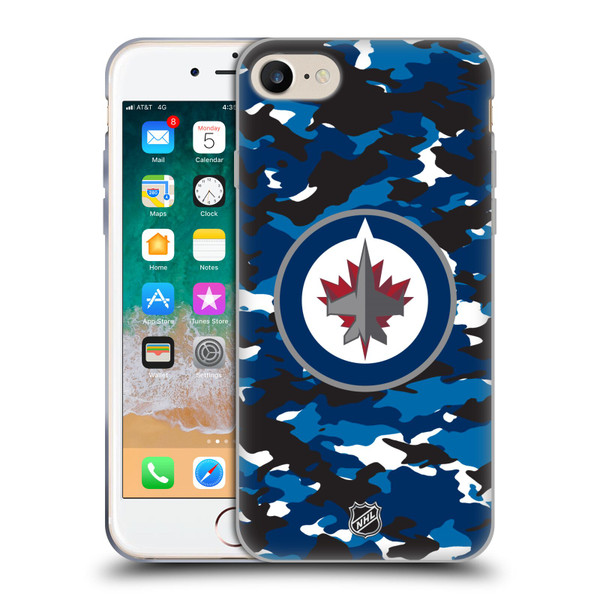 NHL Winnipeg Jets Camouflage Soft Gel Case for Apple iPhone 7 / 8 / SE 2020 & 2022