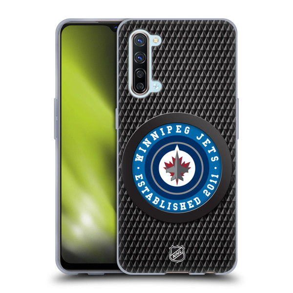 NHL Winnipeg Jets Puck Texture Soft Gel Case for OPPO Find X2 Lite 5G