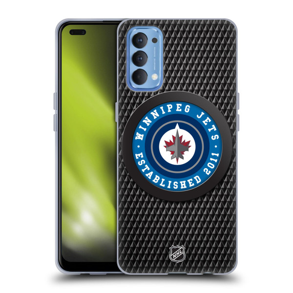 NHL Winnipeg Jets Puck Texture Soft Gel Case for OPPO Reno 4 5G
