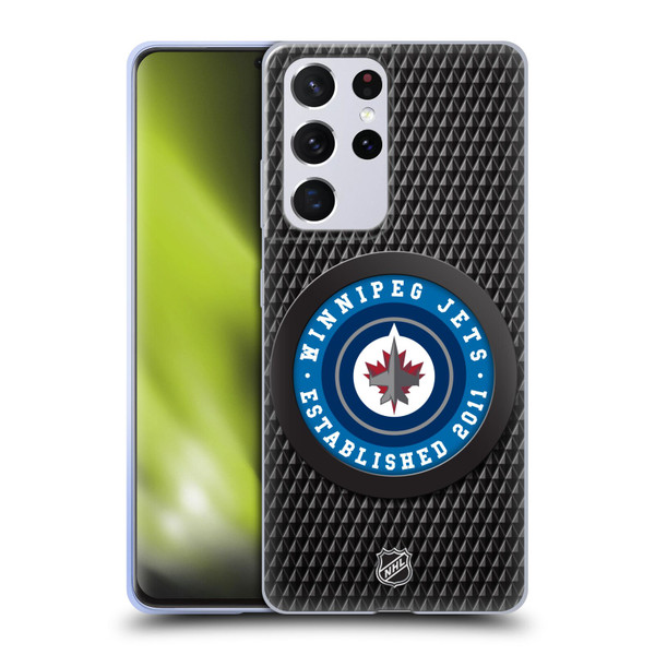 NHL Winnipeg Jets Puck Texture Soft Gel Case for Samsung Galaxy S21 Ultra 5G