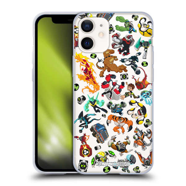Ben 10: Animated Series Graphics Alien Pattern Soft Gel Case for Apple iPhone 12 Mini