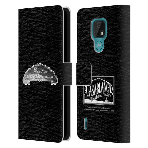 Casablanca Graphics Rick's Cafe Leather Book Wallet Case Cover For Motorola Moto E7