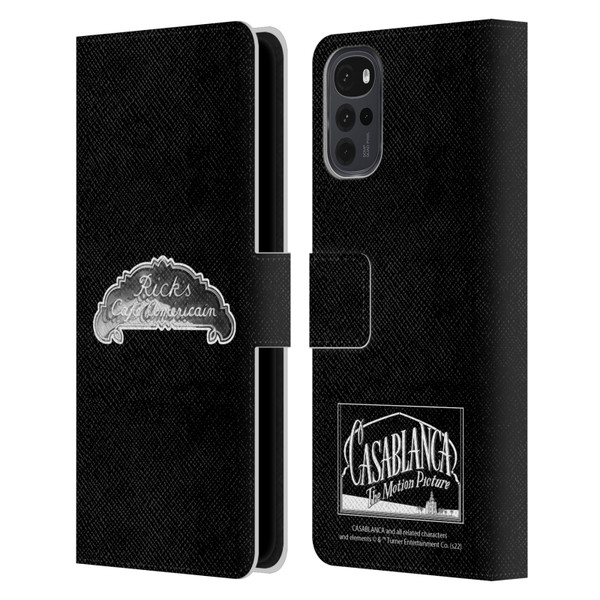 Casablanca Graphics Rick's Cafe Leather Book Wallet Case Cover For Motorola Moto G22