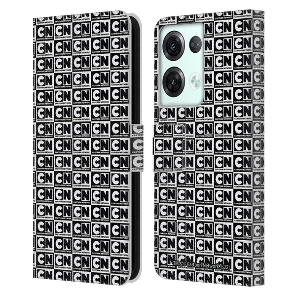 Cartoon Network Logo Pattern Leather Book Wallet Case Cover For OPPO Reno8 Pro