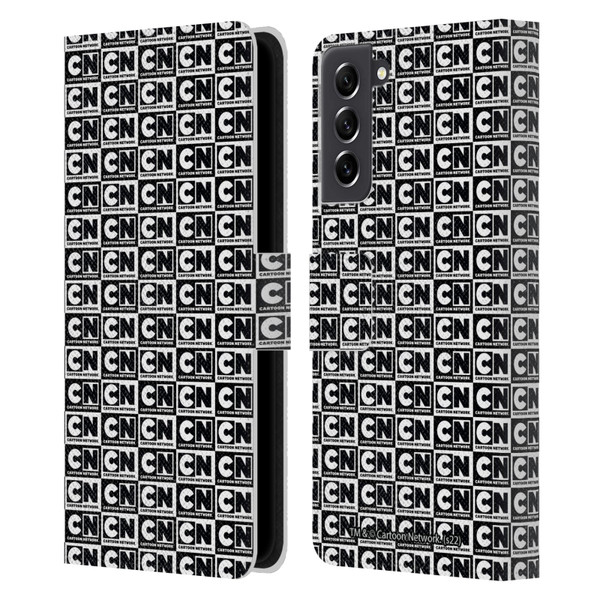 Cartoon Network Logo Pattern Leather Book Wallet Case Cover For Samsung Galaxy S21 FE 5G