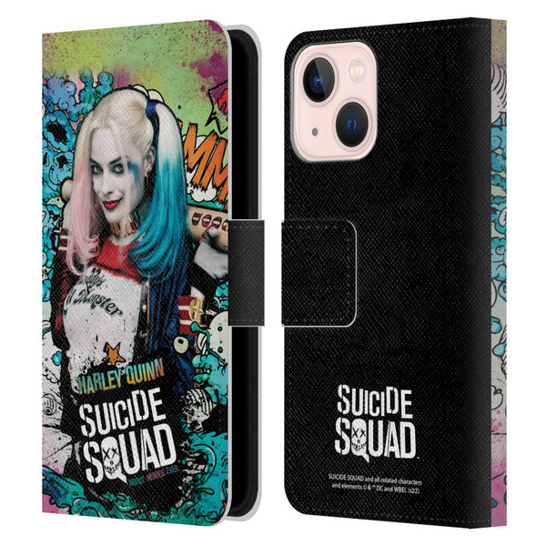 Suicide Squad 2016 Graphics Harley Quinn Poster Leather Book Wallet Case Cover For Apple iPhone 13 Mini