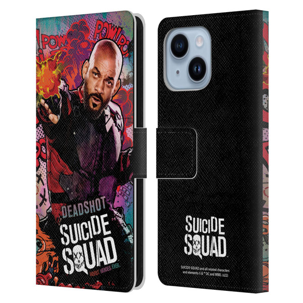 Suicide Squad 2016 Graphics Deadshot Poster Leather Book Wallet Case Cover For Apple iPhone 14 Plus