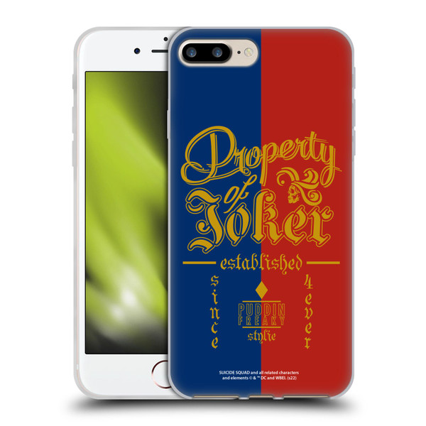 Suicide Squad 2016 Graphics Property Of Joker Soft Gel Case for Apple iPhone 7 Plus / iPhone 8 Plus
