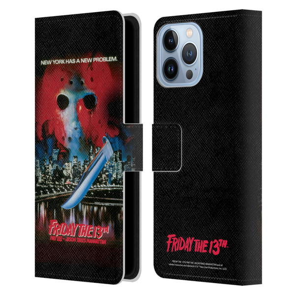 Friday the 13th Part VIII Jason Takes Manhattan Graphics Key Art Leather Book Wallet Case Cover For Apple iPhone 13 Pro Max