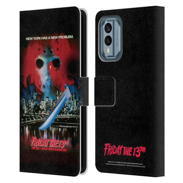 Friday the 13th Part VIII Jason Takes Manhattan Graphics Key Art Leather Book Wallet Case Cover For Nokia X30