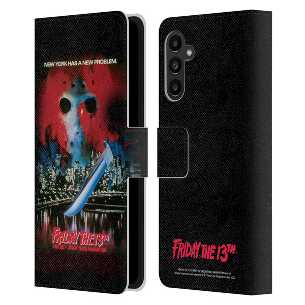 Friday the 13th Part VIII Jason Takes Manhattan Graphics Key Art Leather Book Wallet Case Cover For Samsung Galaxy A13 5G (2021)