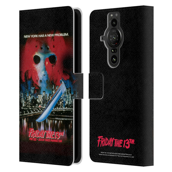 Friday the 13th Part VIII Jason Takes Manhattan Graphics Key Art Leather Book Wallet Case Cover For Sony Xperia Pro-I