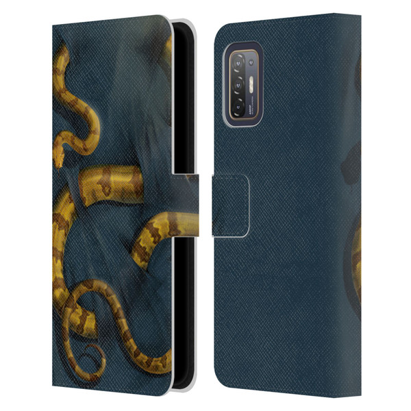 Vincent Hie Animals Snake Leather Book Wallet Case Cover For HTC Desire 21 Pro 5G