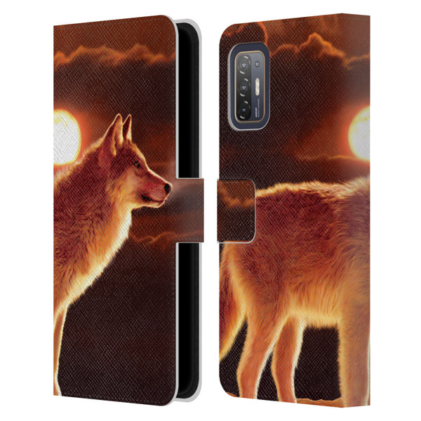 Vincent Hie Animals Sunset Wolf Leather Book Wallet Case Cover For HTC Desire 21 Pro 5G