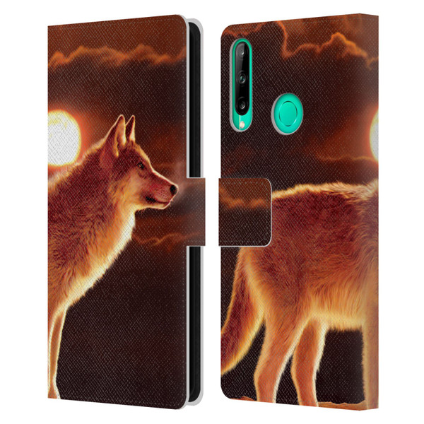 Vincent Hie Animals Sunset Wolf Leather Book Wallet Case Cover For Huawei P40 lite E