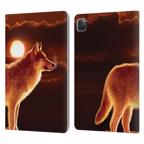 Vincent Hie Animals Sunset Wolf Leather Book Wallet Case Cover For Apple iPad Pro 11 2020 / 2021 / 2022