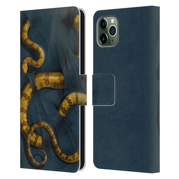 Vincent Hie Animals Snake Leather Book Wallet Case Cover For Apple iPhone 11 Pro Max