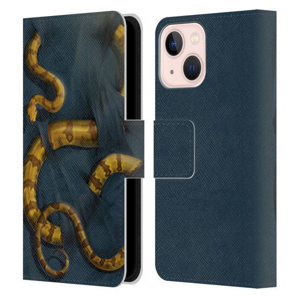 Vincent Hie Animals Snake Leather Book Wallet Case Cover For Apple iPhone 13 Mini