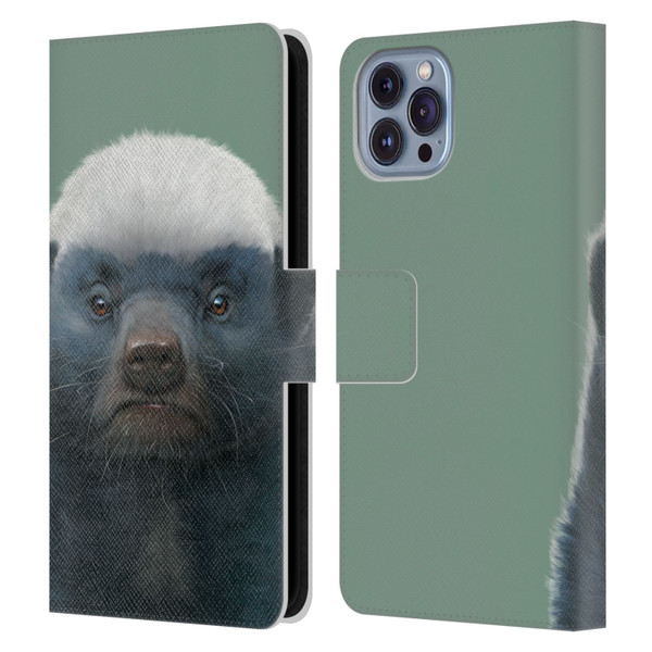 Vincent Hie Animals Honey Badger Leather Book Wallet Case Cover For Apple iPhone 14