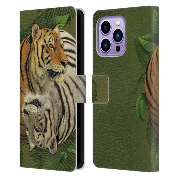 Vincent Hie Animals Tiger Yin Yang Leather Book Wallet Case Cover For Apple iPhone 14 Pro Max