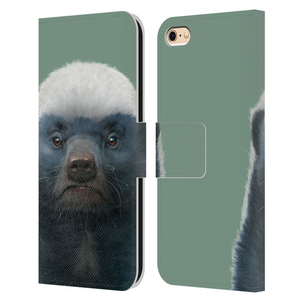 Vincent Hie Animals Honey Badger Leather Book Wallet Case Cover For Apple iPhone 6 / iPhone 6s