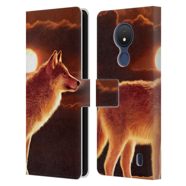 Vincent Hie Animals Sunset Wolf Leather Book Wallet Case Cover For Nokia C21