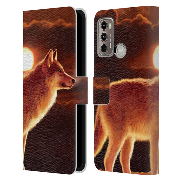 Vincent Hie Animals Sunset Wolf Leather Book Wallet Case Cover For Motorola Moto G60 / Moto G40 Fusion