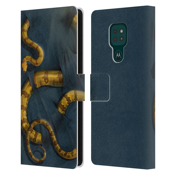 Vincent Hie Animals Snake Leather Book Wallet Case Cover For Motorola Moto G9 Play