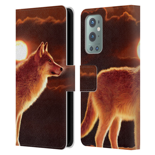 Vincent Hie Animals Sunset Wolf Leather Book Wallet Case Cover For OnePlus 9