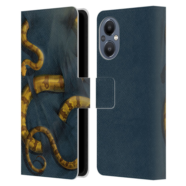 Vincent Hie Animals Snake Leather Book Wallet Case Cover For OnePlus Nord N20 5G
