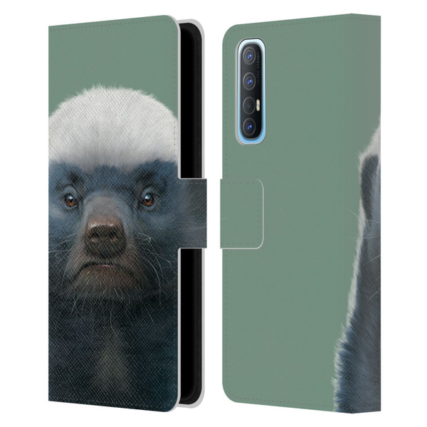 Vincent Hie Animals Honey Badger Leather Book Wallet Case Cover For OPPO Find X2 Neo 5G