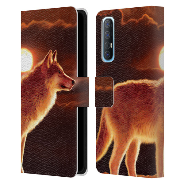 Vincent Hie Animals Sunset Wolf Leather Book Wallet Case Cover For OPPO Find X2 Neo 5G
