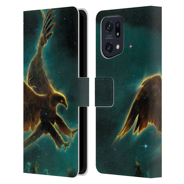 Vincent Hie Animals Eagle Galaxy Leather Book Wallet Case Cover For OPPO Find X5