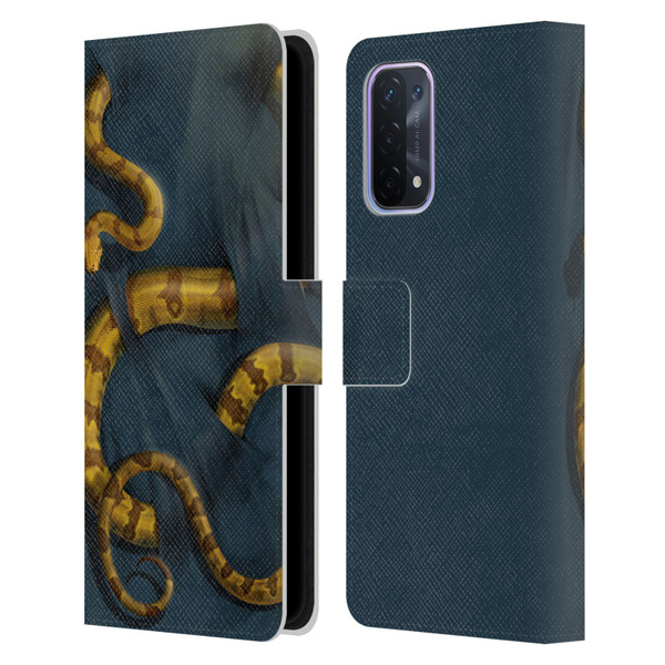 Vincent Hie Animals Snake Leather Book Wallet Case Cover For OPPO A54 5G