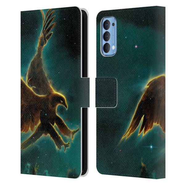 Vincent Hie Animals Eagle Galaxy Leather Book Wallet Case Cover For OPPO Reno 4 5G