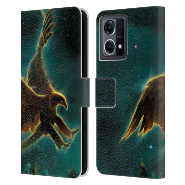 Vincent Hie Animals Eagle Galaxy Leather Book Wallet Case Cover For OPPO Reno8 4G