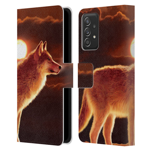 Vincent Hie Animals Sunset Wolf Leather Book Wallet Case Cover For Samsung Galaxy A52 / A52s / 5G (2021)
