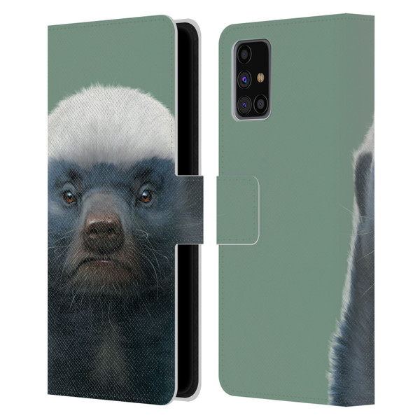 Vincent Hie Animals Honey Badger Leather Book Wallet Case Cover For Samsung Galaxy M31s (2020)