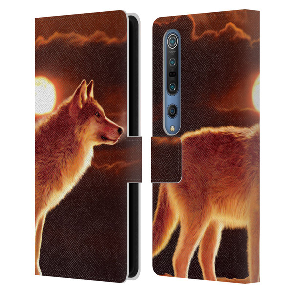 Vincent Hie Animals Sunset Wolf Leather Book Wallet Case Cover For Xiaomi Mi 10 5G / Mi 10 Pro 5G